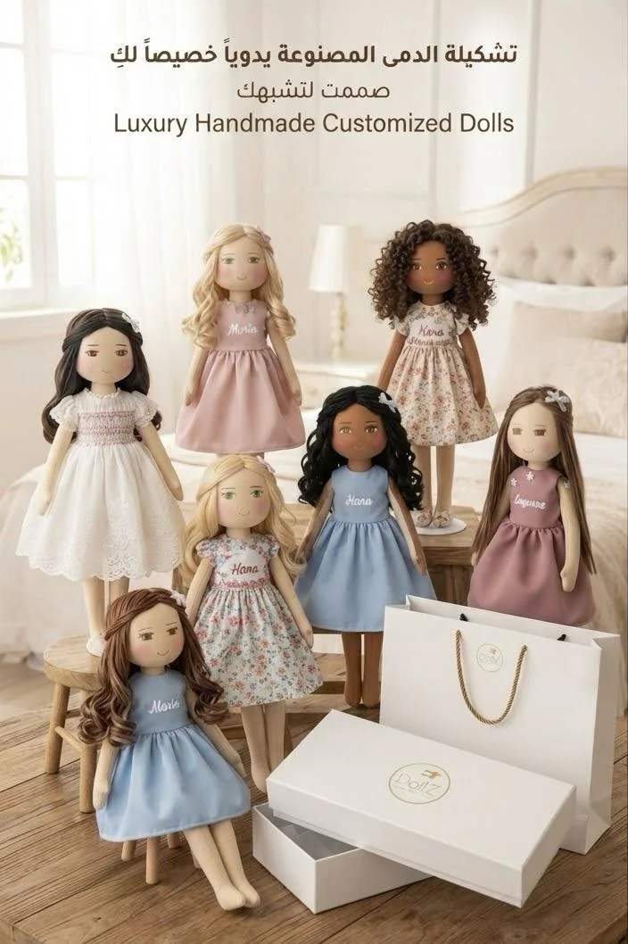 A collection of handmade personalized Dollz dolls